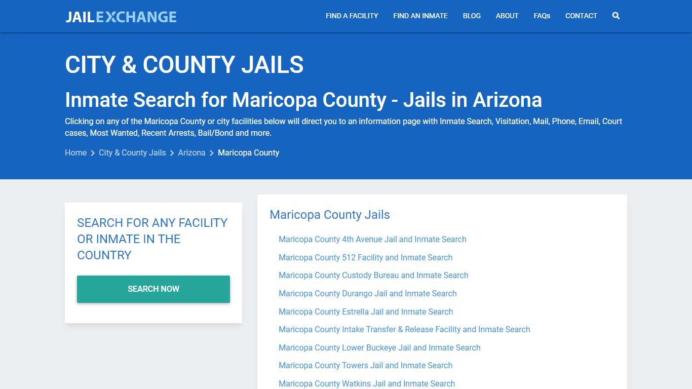 Inmate Search for Maricopa County | Jails in Arizona - Jail Exchange
